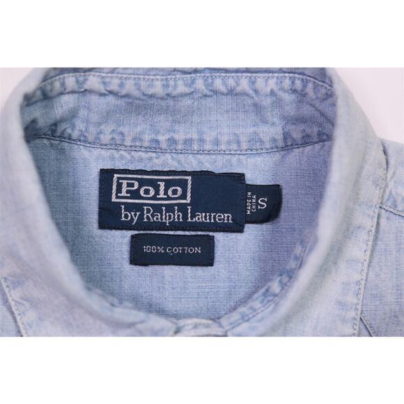 Polo Ralph Lauren Western Denim Chambray Pearl Snap Cowboy Shirt Men's Small - Picture 6 of 6